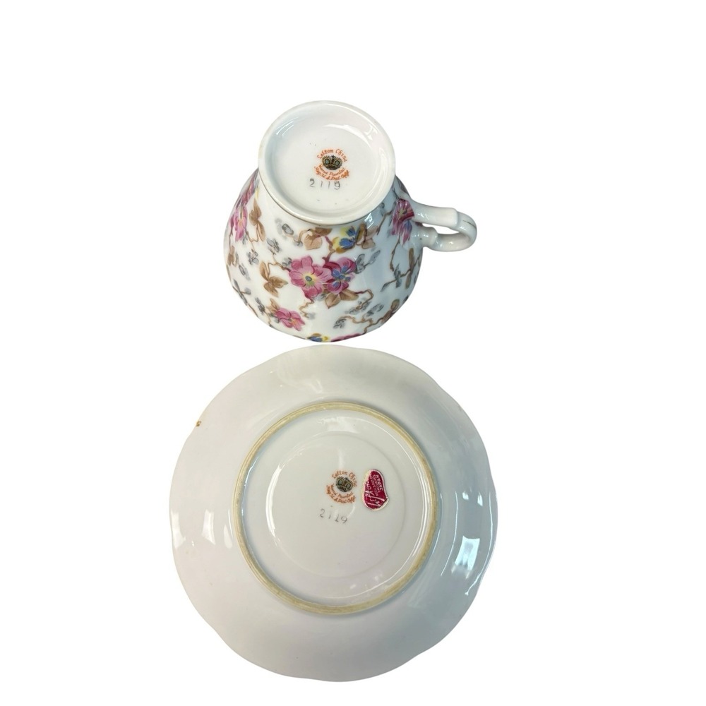 Vintage Lefton China 2119 Floral Tea Cup & Saucer Gold Trim Japan - Picture 2 of 7
